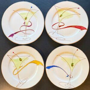 PIER 1 set (4) Martini Plates Dessert Hors D'oeuvres Appetizer Canape 7.5 in EUC